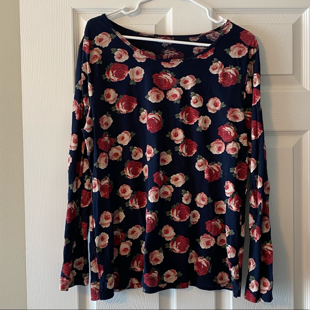 Long Sleeve Floral Shirt from Loft in XL